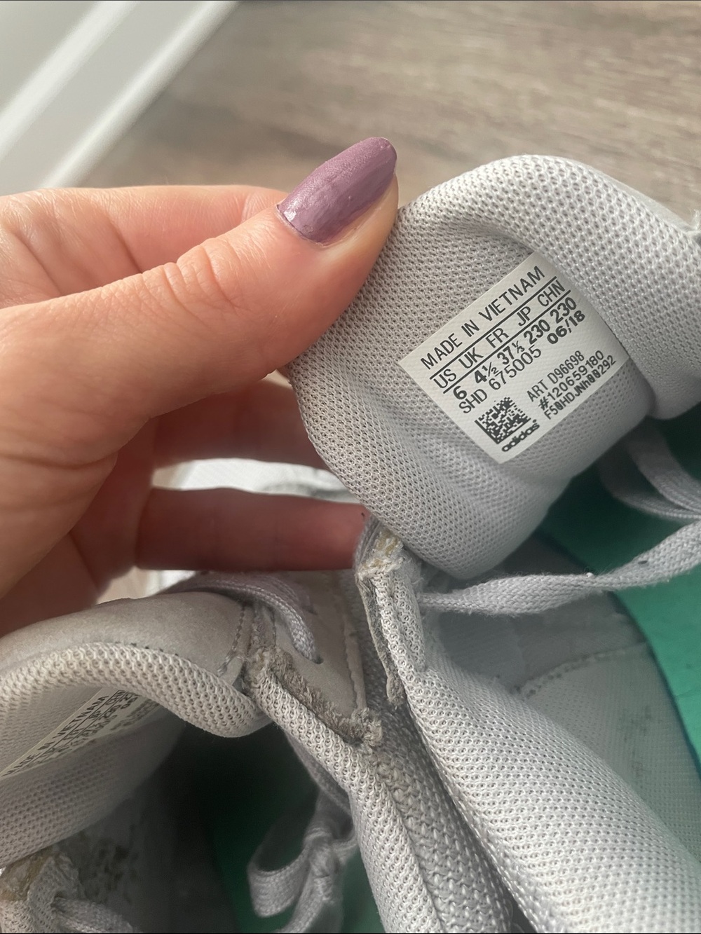 adidas Women's Light Gray Mesh & Suede Sneakers with Mint Accent - Picture 3 of 5